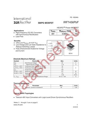 IRF7456TRPBF datasheet  